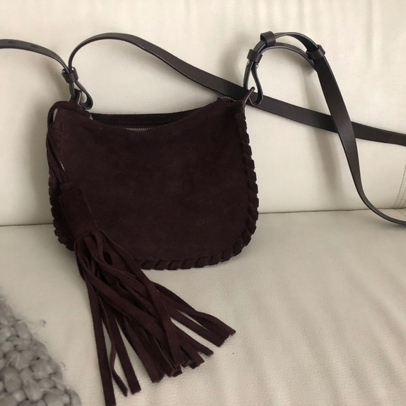 ALLSAINTS  Mori Whipstitch Crossbody Suede handbag. - Picture 1 of 4